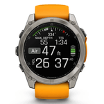 Relogio-Garmin-Fenix-8X-Safira-Titanio-com-Pulseira-de-Silicone-Laranja-com-Grafite