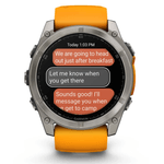 Relogio-Garmin-Fenix-8X-Safira-Titanio-com-Pulseira-de-Silicone-Laranja-com-Grafite