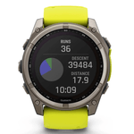 Relogio-Garmin-Fenix-8X-Safira-Solar-Titanio-com-pulseira-de-Silicone-Amarelo-com-Grafite