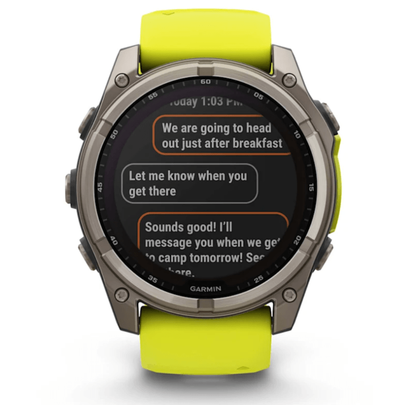 Relogio-Garmin-Fenix-8X-Safira-Solar-Titanio-com-pulseira-de-Silicone-Amarelo-com-Grafite