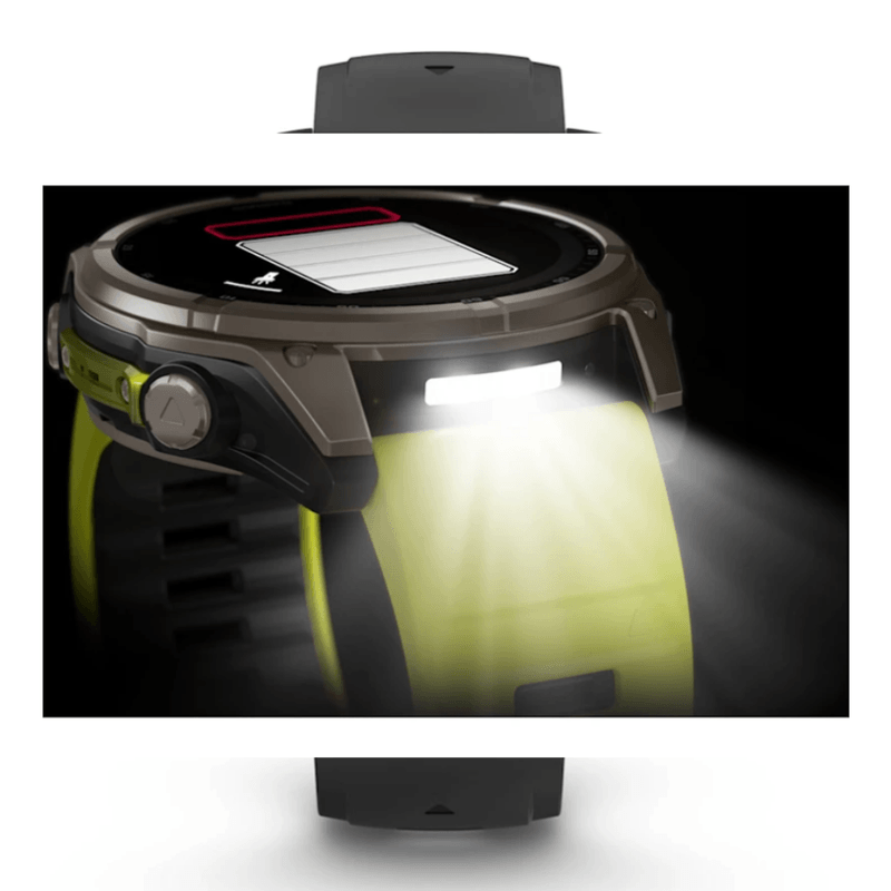 Relogio-Garmin-Fenix-8X-Safira-Solar-Titanio-com-pulseira-de-Silicone-Amarelo-com-Grafite