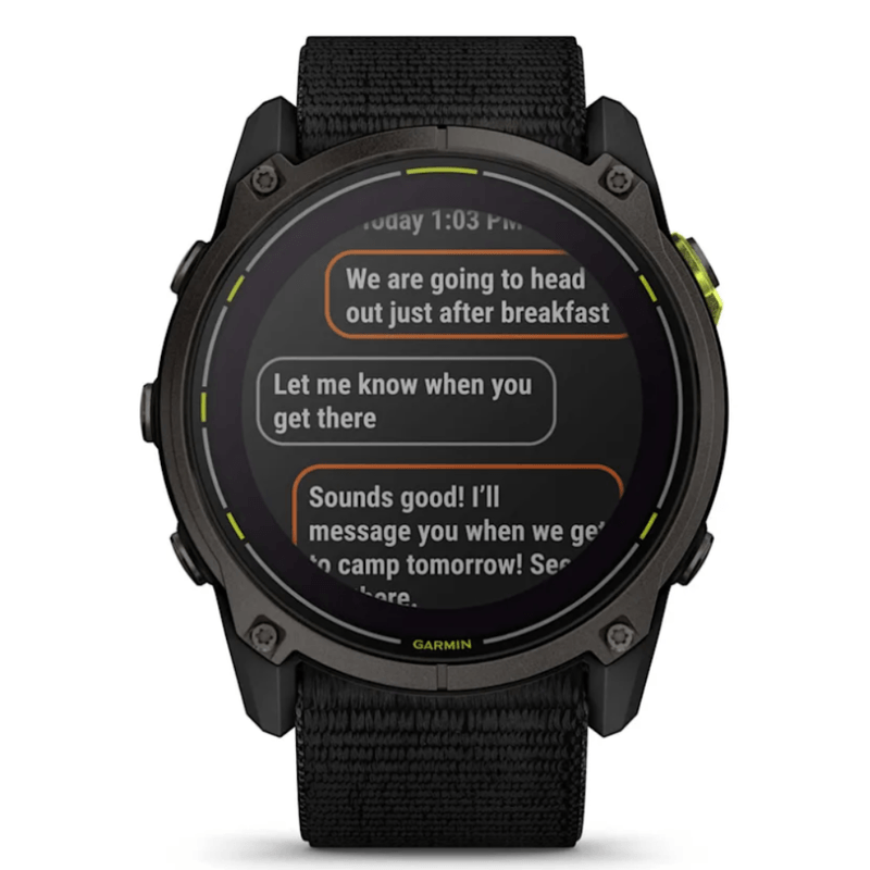 Relogio-Garmin-Enduro-3-Carbon-Gray-DLC-Titanio-com-Pulseira-Ultrafit-Nylon-Preta