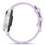 Relogio-Garmin-Lily-2-Active-Prata-Pulseira-Roxo-Jasmim-de-Silicone-com-Monitor-Cardiaco-de-Pulso-e-GPS
