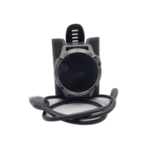 Mostruário Outlet Monitor Cardíaco de Pulso com GPS Garmin Fenix 6 Pro Solar Preto c/ pulseira Cinza SA