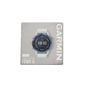 Mostruário Outlet Monitor Cardíaco de Pulso com GPS Garmin Fenix 6 Pro Solar Azul Mineral Titânio c/ pulseira Branca SA